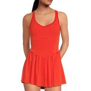 Red Free People Movement Smockin Hot Scoop Neck Crossback Sleeveless Dress